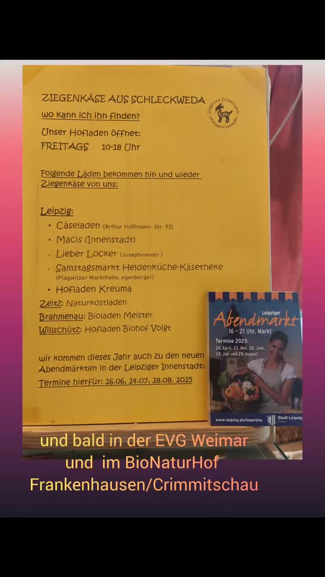 Wo gibt es #bioziegenkäse aus #schleckweda ?
JETZT auch in den Läden der EVG Weimar
#weimar #evg #Rosmarin
#ziegenhofschleckweda #burgenlandkreis